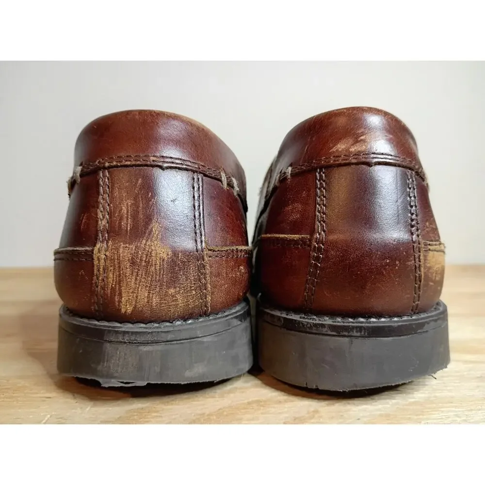 Vintage Men's Dockers Brown Leather Moccasin Loafers 9.5 M Lace Up Casual Shoes